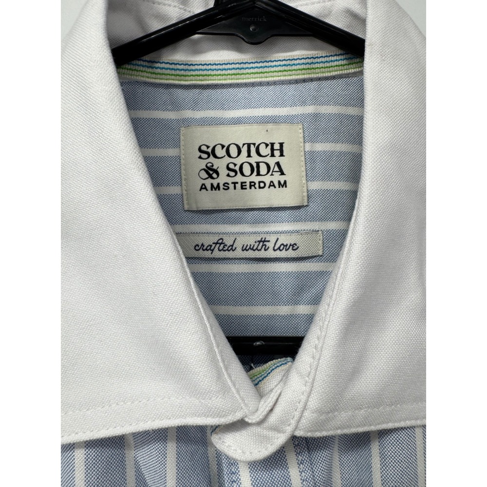 Scotch & Soda Amsterdam Men Sz M Boxy Pinpoint Stripe Riviera Short Sleeve Shirt - Picture 6 of 7